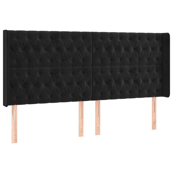 vidaXL T&ecirc;te de lit &agrave; LED Noir 203x16x118/128 cm Velours