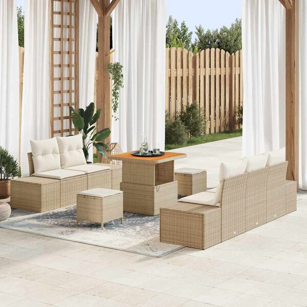 vidaXL Ensemble de canap&eacute; de jardin 8 pcs Beige Poly rotin