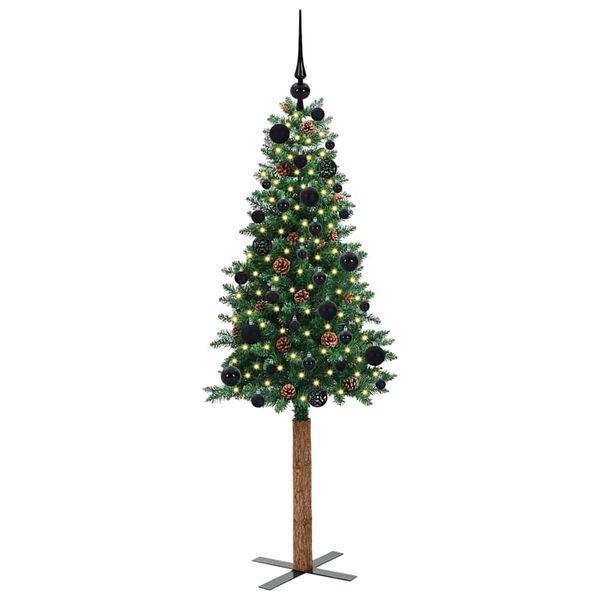 vidaXL Sapin de No&euml;l mince Vert 150 cm PVC et bois de pin massif