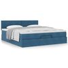 VidaXL Cadre de lit ottoman avec matelas bleu fonc&eacute; 180x200 cm velours