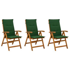 vidaXL Chaises de jardin inclinables 3 pc Naturel Bois d'Acacia Massif