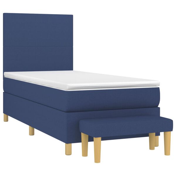 vidaXL Sommier &agrave; lattes de lit avec matelas Bleu 100x200 cm Tissu