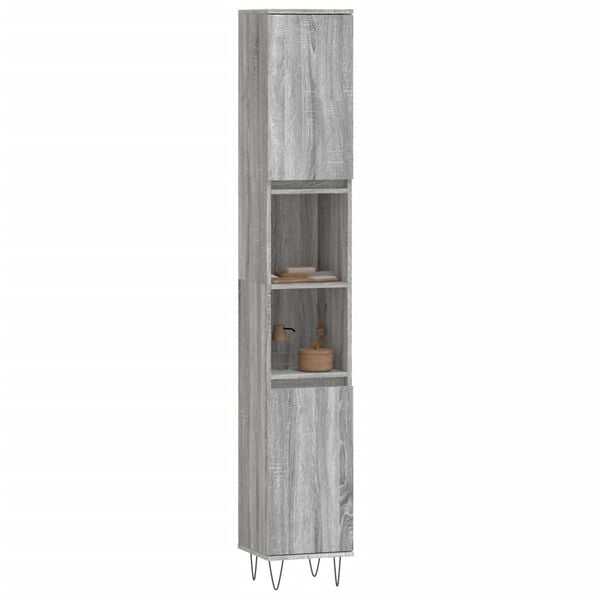vidaXL Armoire de bain sonoma gris 30x30x190 cm bois d'ingénierie