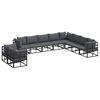vidaXL Ensemble de canap&eacute; de jardin 10 pc Noir Aluminium