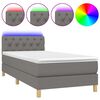 vidaXL Sommier &agrave; lattes de lit avec matelas et LED Gris fonc&eacute; 80x200cm