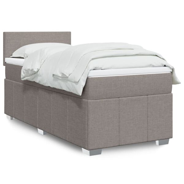vidaXL Sommier &agrave; lattes de lit avec matelas Taupe 90x190 cm Tissu
