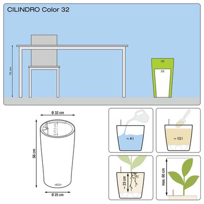 LECHUZA Jardinière Cilindro Color 32 ALL-IN-ONE Blanc 13950
