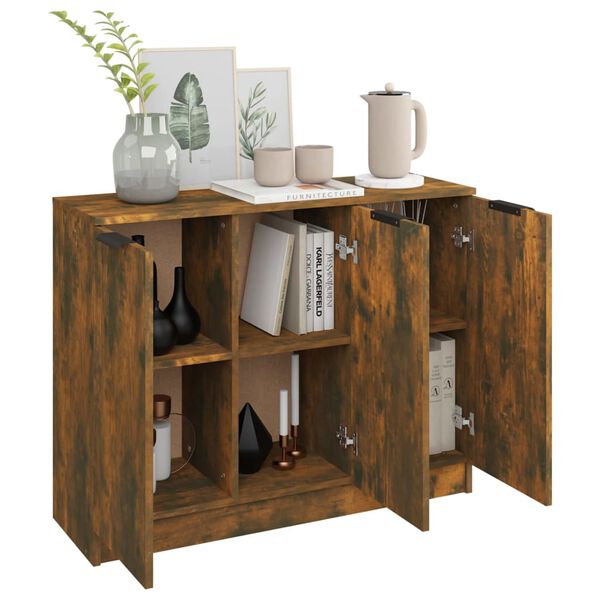 vidaXL Buffet Chêne fumé 90,5x30x70 cm Bois d'ingénierie