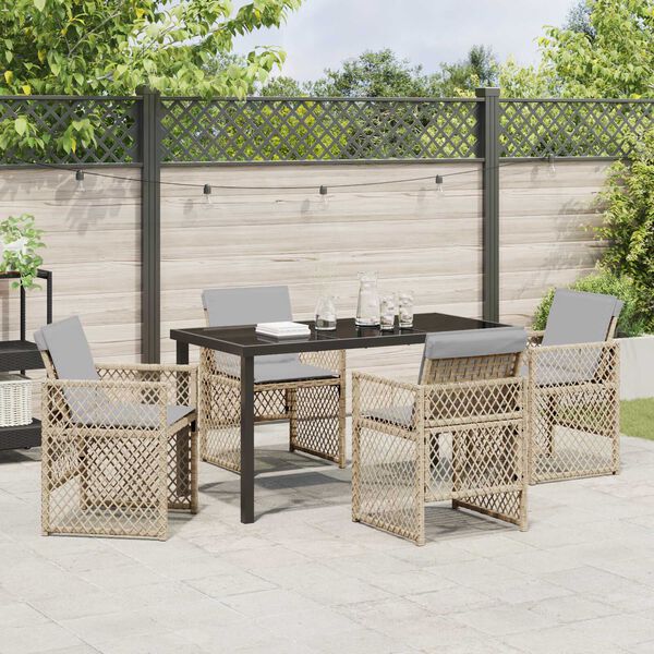 vidaXL Ensemble de salle &agrave; manger pour jardin 5 pcs Beige polyrotin