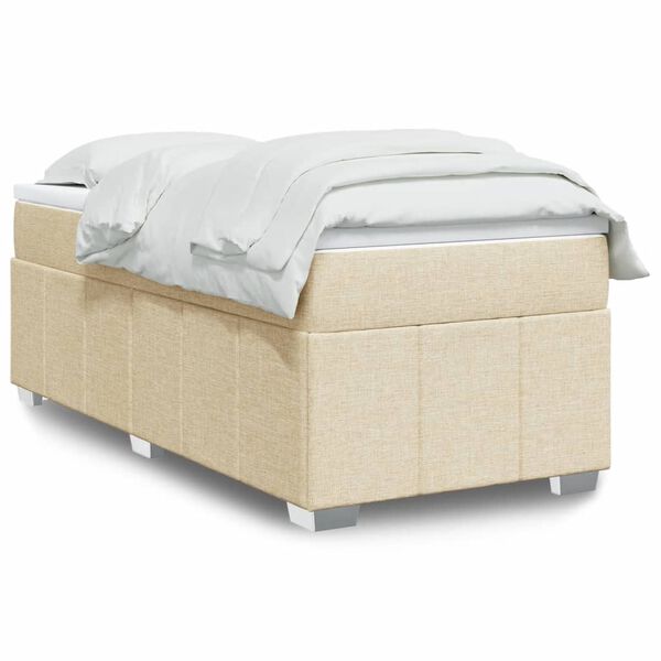 vidaXL Sommier &agrave; lattes de lit avec matelas Cr&egrave;me 90x200 cm Tissu