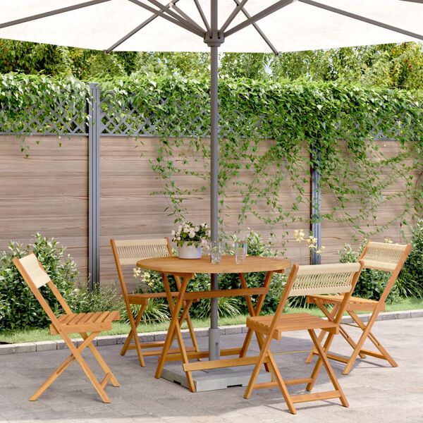vidaXL Ensemble &agrave; manger de jardin 5pcs beige polypropyl&egrave;ne et bois