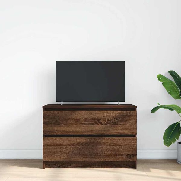vidaXL Meuble TV ch&ecirc;ne marron 80x35x54 cm bois d'ing&eacute;nierie