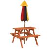 vidaXL Table de pique-nique pour 4 enfants avec parasol bois de sapin