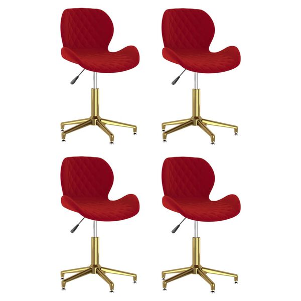 vidaXL Chaises &agrave; manger pivotantes lot de 4 rouge bordeaux velours
