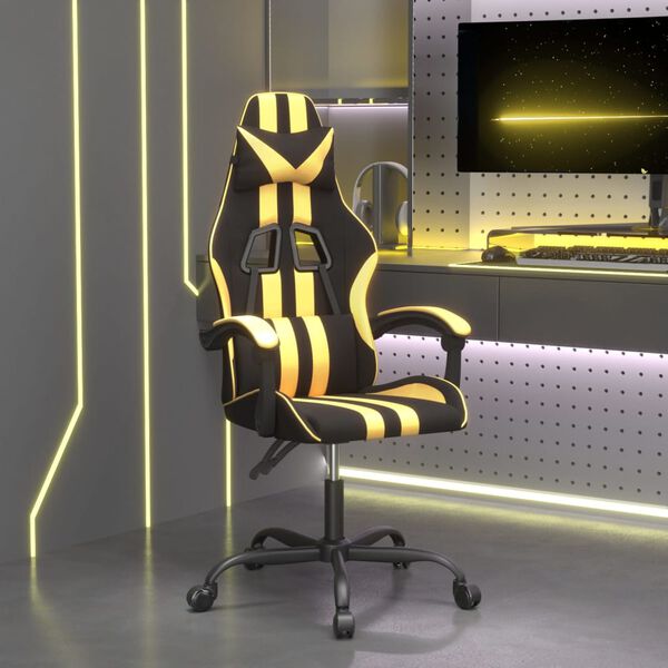 vidaXL Chaise de jeu Noir et dor&eacute; Similicuir