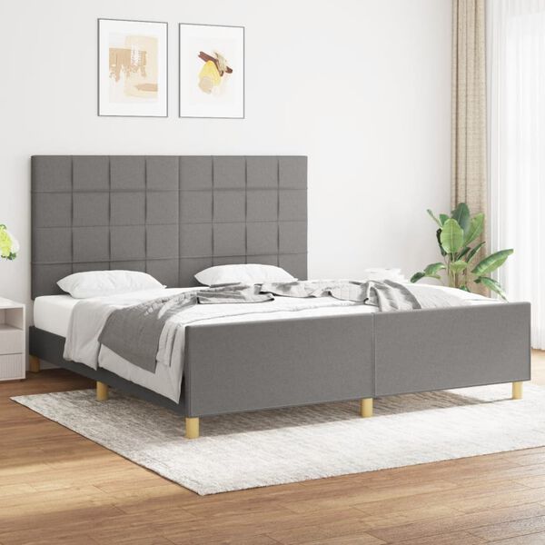 vidaXL Cadre de lit sans matelas gris fonc&eacute; 180x200 cm tissu