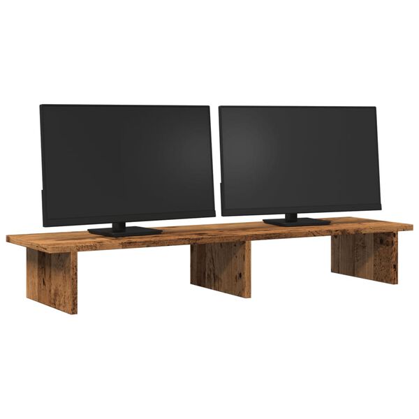 vidaXL Support de moniteur vieux bois 100x27x15 cm bois d'ing&eacute;nierie