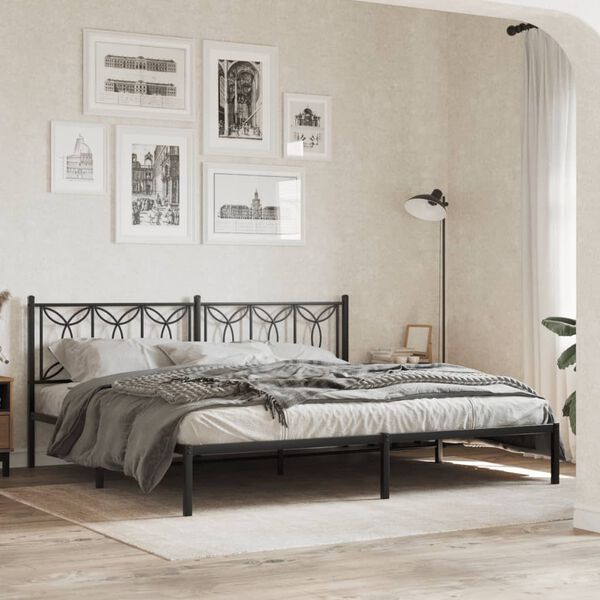 vidaXL T&ecirc;te de lit de remplacement m&eacute;tal noir 193 cm