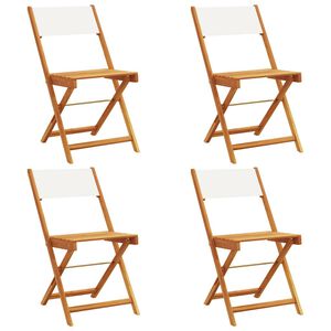 vidaXL Chaises pliantes 4 pi&egrave;ces Tissu blanc cr&egrave;me et bois massif