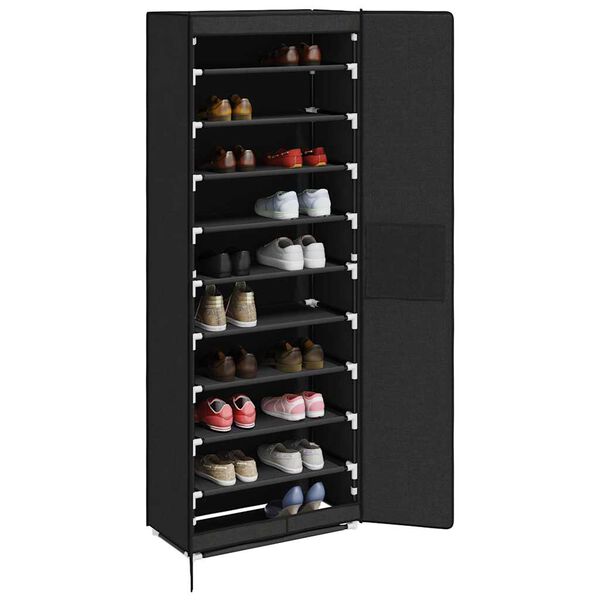 vidaXL Armoire &agrave; chaussures Noir 60x30x166 cm Tissu