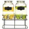 vidaXL 2 pcs Distributeurs de boissons avec support 2 x 4 L Verre