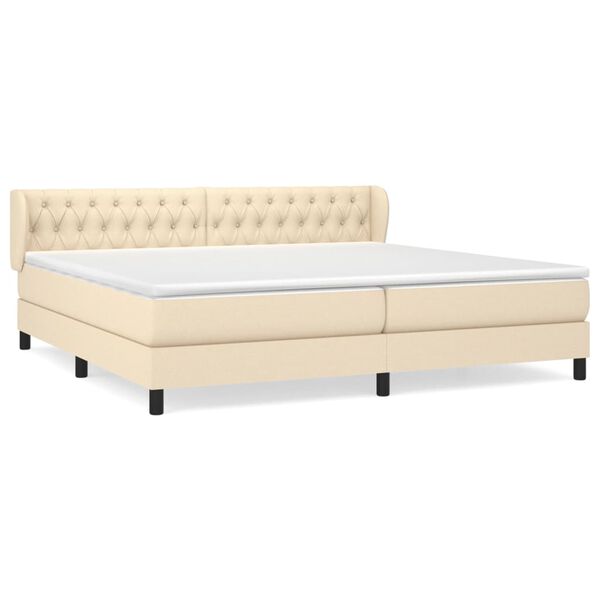 vidaXL Sommier &agrave; lattes de lit avec matelas Cr&egrave;me 200x200 cm Tissu