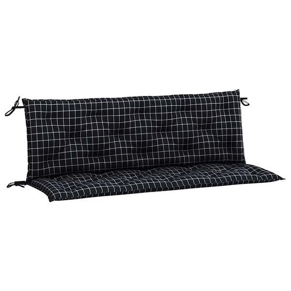 vidaXL Coussins de banc de jardin lot de 2 carreaux noir 150x50x7 cm