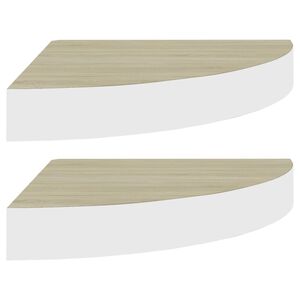 vidaXL &Eacute;tag&egrave;res d'angle murales 2 pcs Ch&ecirc;ne et blanc 35x35x3,8 cm MDF