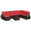 vidaXL Salon de jardin avec coussins 9 pcs marron r&eacute;sine tress&eacute;e