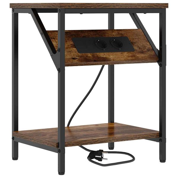 vidaXL Cabinet de chevet Ch&ecirc;ne fum&eacute; 38 x 30 x 48 cm Bois d'ing&eacute;nierie