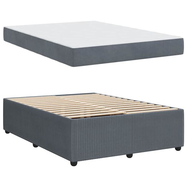 vidaXL Cadre de lit avec matelas Gris fonc&eacute; 140 x 200 cm tissu