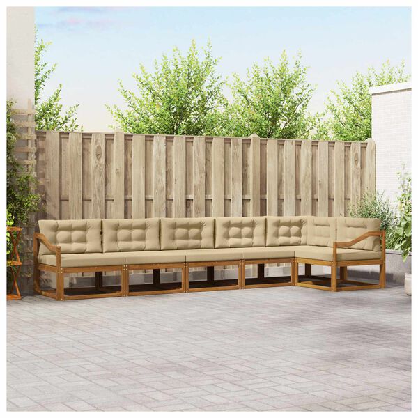 vidaXL Ensemble de canap&eacute;s d'ext&eacute;rieur 6 pcs Naturel et Beige