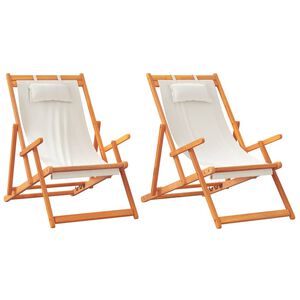 vidaXL Chaises pliantes 2 pi&egrave;ces en tissu cr&egrave;me