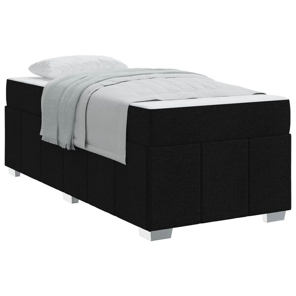 vidaXL Cadre de lit avec matelas Noir 100 x 200 cm tissu