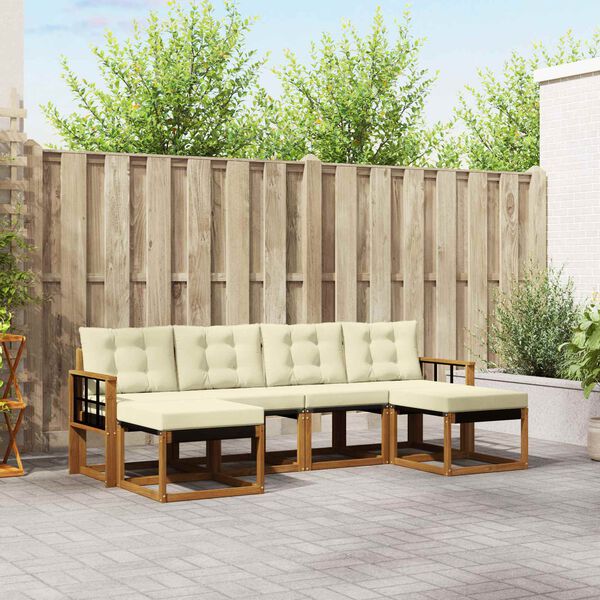 vidaXL Ensemble de canap&eacute;s d'ext&eacute;rieur 6 pcs Naturel et Cr&egrave;me