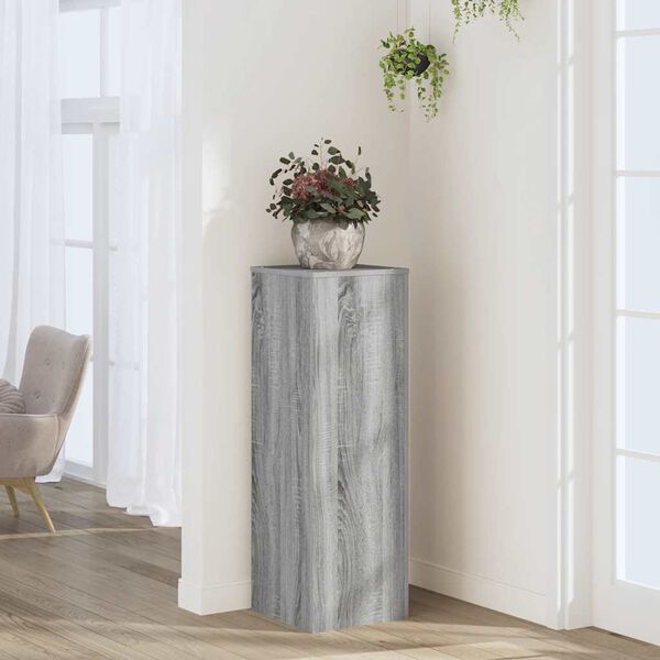 vidaXL Support pour plantes sonoma gris 33x33x100 cm bois d'ing&eacute;nierie
