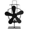 vidaXL Ventilateur de po&ecirc;le aliment&eacute; par chaleur 5 pales Noir