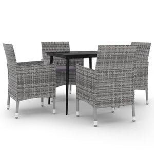 vidaXL Ensemble &agrave; manger de jardin coussins 5 pcs R&eacute;sine tress&eacute;e Verre