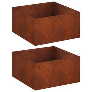 vidaXL Cache-pot de jardin 2 pc Rouill&eacute; 80 x 80 x 40 cm Acier patin&eacute;