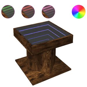 vidaXL Table basse avec LED ch&ecirc;ne fum&eacute; 50x50x45 cm bois d'ing&eacute;nierie