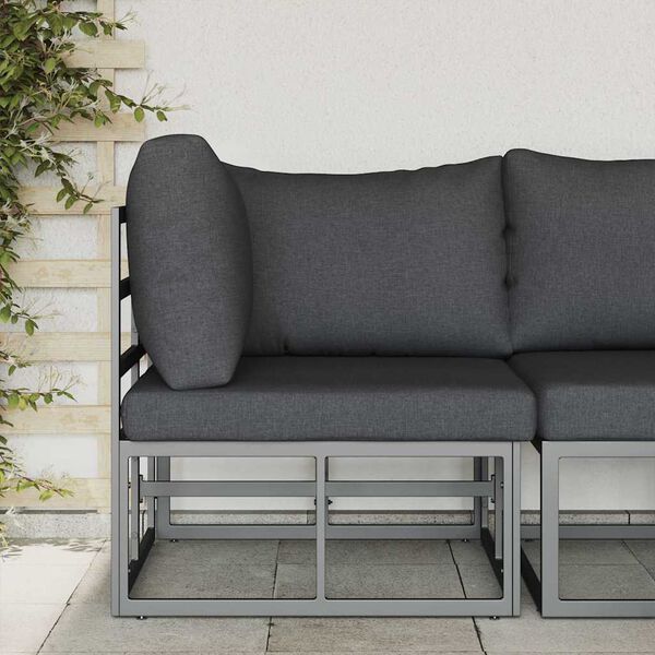 vidaXL Mobilier de jardin avec coussin avec oreiller Noir Aluminium
