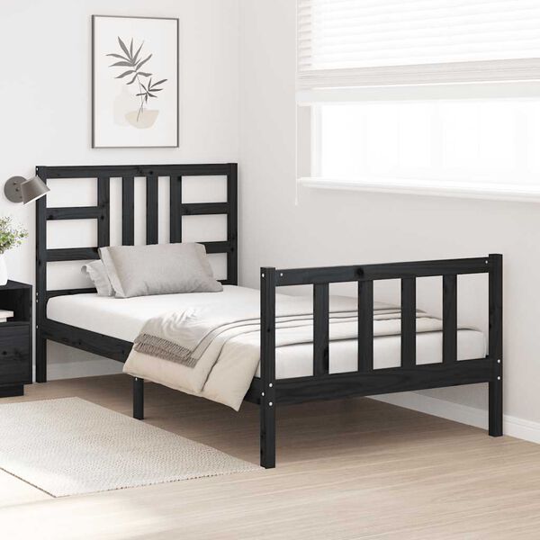 vidaXL Cadre de lit sans matelas noir 100x200 cm bois massif de pin