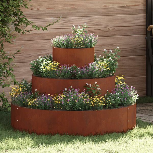 vidaXL Cache-pot de jardin Marron 90 x 90 x 20 cm Acier patin&eacute;