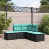 vidaXL Salon de jardin 5 pcs avec coussins noir r&eacute;sine tress&eacute;e