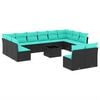 vidaXL Ensemble de canap&eacute; de jardin 13 pcs avec coussins noir r&eacute;sine tress&eacute;e