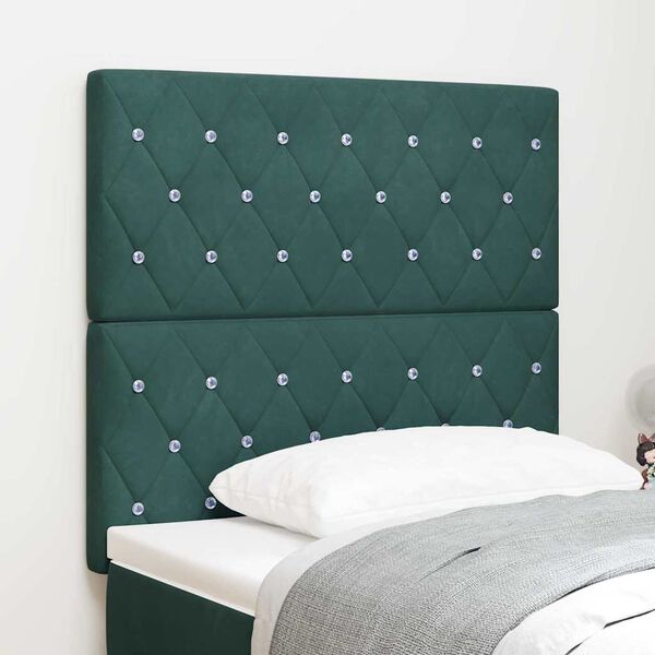 vidaXL T&ecirc;te de Lit en Velours Argyle Vert fonc&eacute; 90 cm Velours