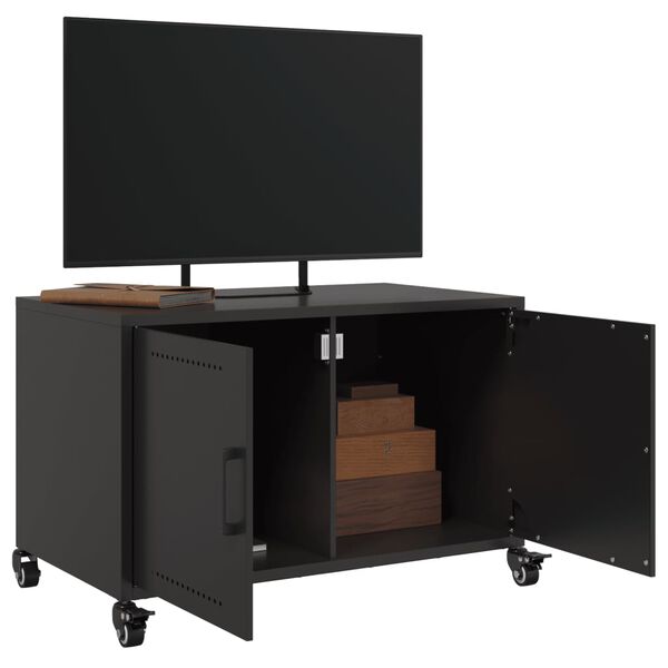 vidaXL Meuble TV noir 68x39x43,5 cm acier
