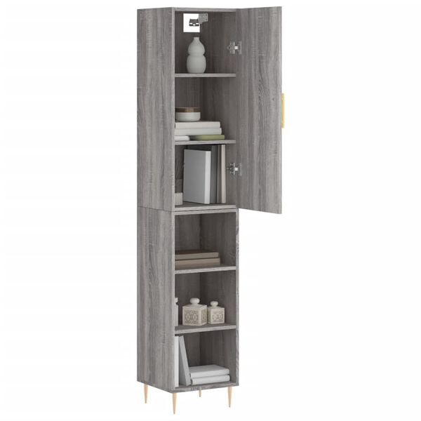 vidaXL Buffet haut Sonoma gris 34,5x34x180 cm Bois d'ing&eacute;nierie