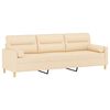 vidaXL Canap&eacute; 3 places et oreillers et coussins Cr&egrave;me 210 cm Tissu