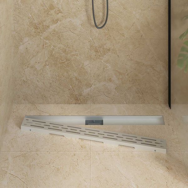 vidaXL Drain de Douche avec Design Lin&eacute;aire Argent&eacute; 90 cm